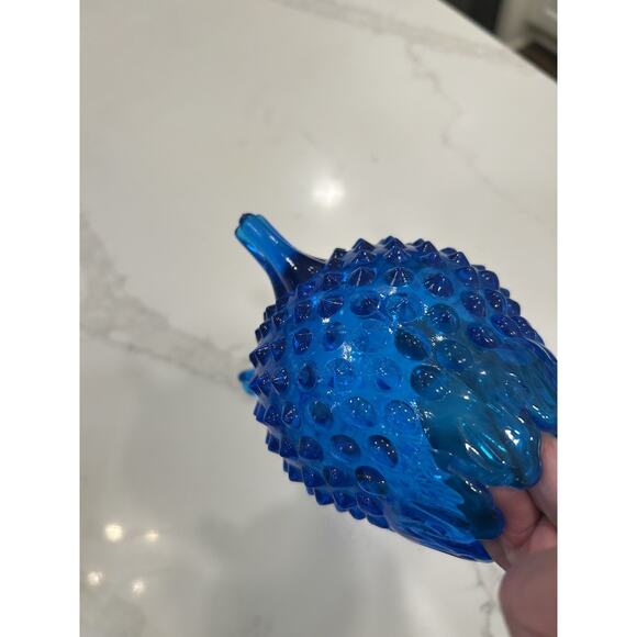 MCM Fenton Colonial Blue Hobnail Footed Egg Shape Bud Vase Candy Dish Unmarked‎ - Picture 5 of 9